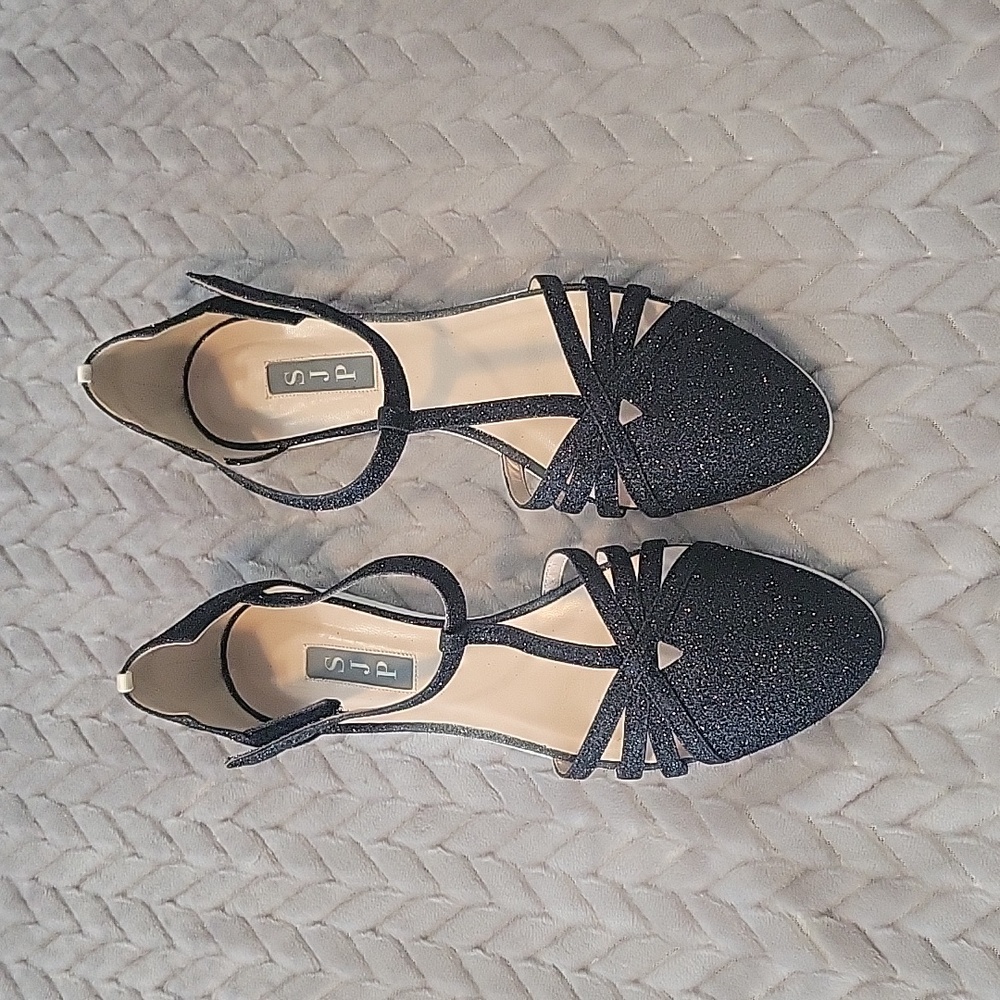 SJP by Sarah Jessica Parker Black Glitter Sandals